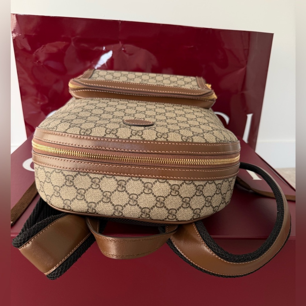 Gucci Beige and Brown Monogram Backpack - Picture 5 of 12